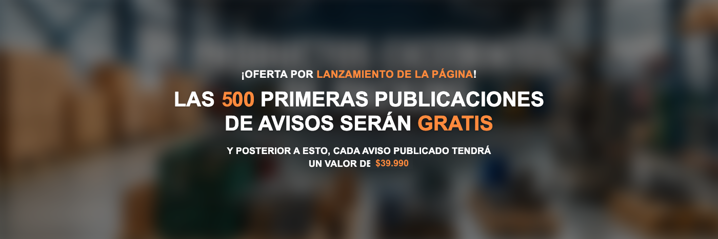 Oferta por lanzamiento: las 500 primeras publicaciones son gratis, después $39.990 por aviso